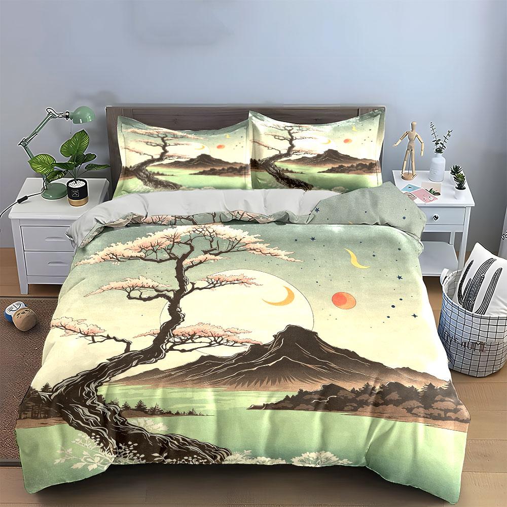 Landscape Art Poster Set Soft Comfortable Duvet Cover Bedding Set Included 1*Duvet Cover & 2*Pillowcases, Gift