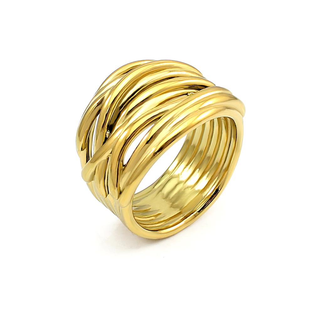 Fashion Jewelry Stainless Steel 18K Gold Plated Metal Geometric Wide Ring Irregular Woven Wrap Closed Rings for Women