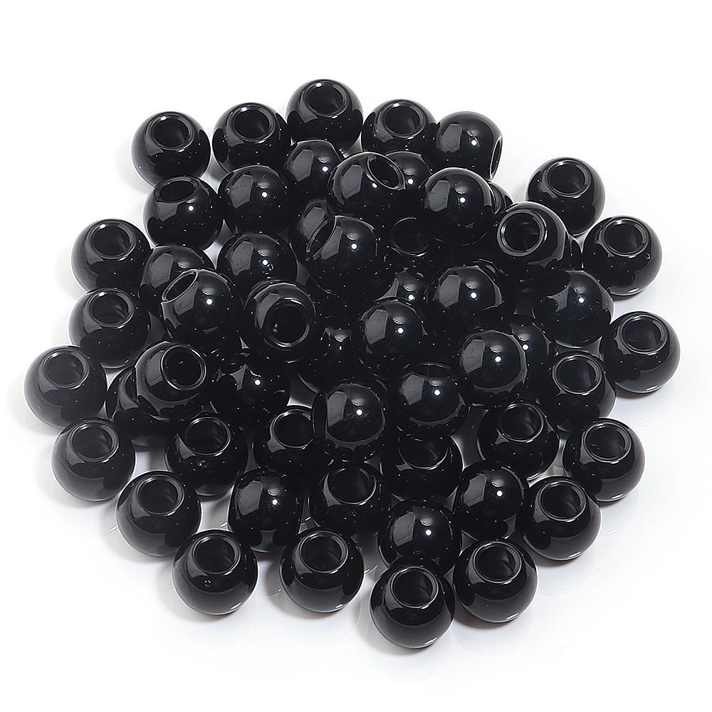 50pcs/lot Acrylic Big Hole Beads Solid Color Round Loose Spacer Beads For Jewelry Making DIY Charm Bracelet Necklace Accessories