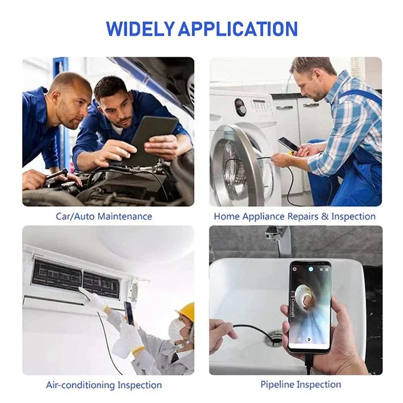 3-in-1 Pipeline HD Endoscope Camera 7 mm 6 LED Car Repair Detector Peeping IP67 Waterproof Pipeline Camera Usb Pc Android Type C