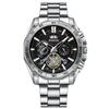 BINBOND luminous trend student watch men's tourbillon gift steel belt three eyes six needles decorative watch