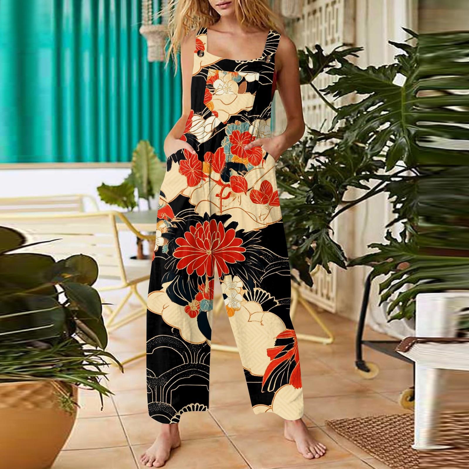 

Комбинезоны для женщин осень и зима без рукавов регулируемый шнурок ремень повседневные наряды с карманами XL жёлтый