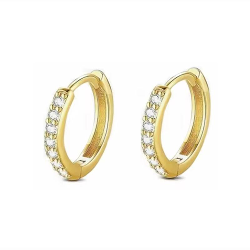 Set de 4 Pendientes Aro Huggie Circulares de Acero Inoxidable para Mujer Color Dorado Único Pendiente de Flor con Circonita Joyería para Piercing