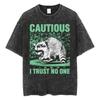 The Horrors Are Never Ending Yet I Remain Silly T-shirt Funny Japanese Style Frog Retro Washed T Shirt Men's Oversized Tees Tops