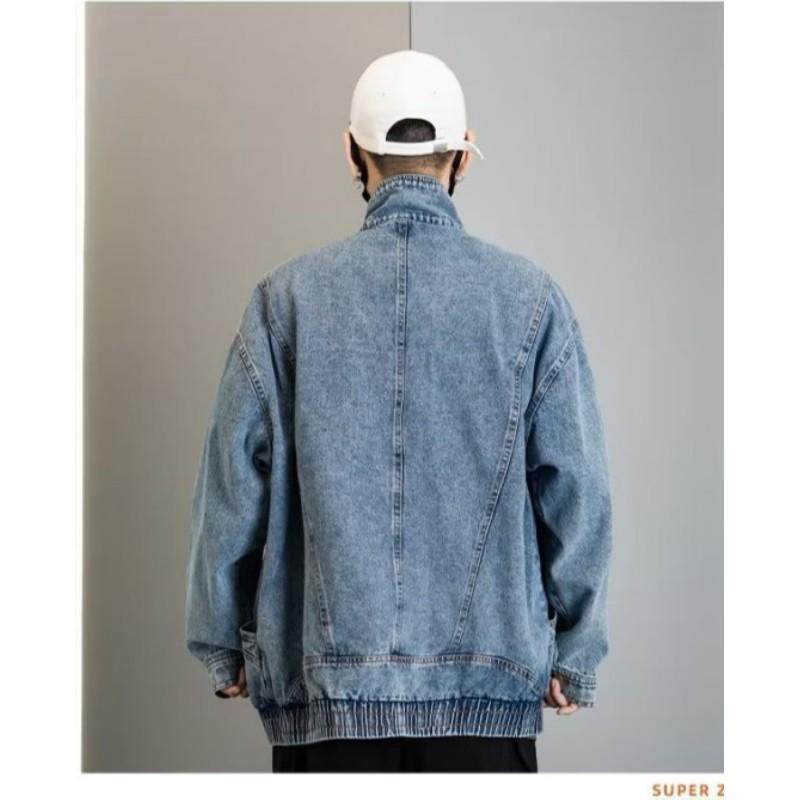 Spring and Autumn Retro Design Cowboy Jacket Long Sleeve Personalized Outdated Loose Coat