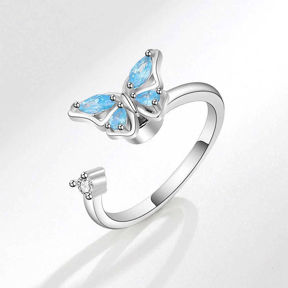 Butterfly Adjustable Ring For Women With Copper Material And Electroplating Jewelry Accessory For Fashion And Daily Wear