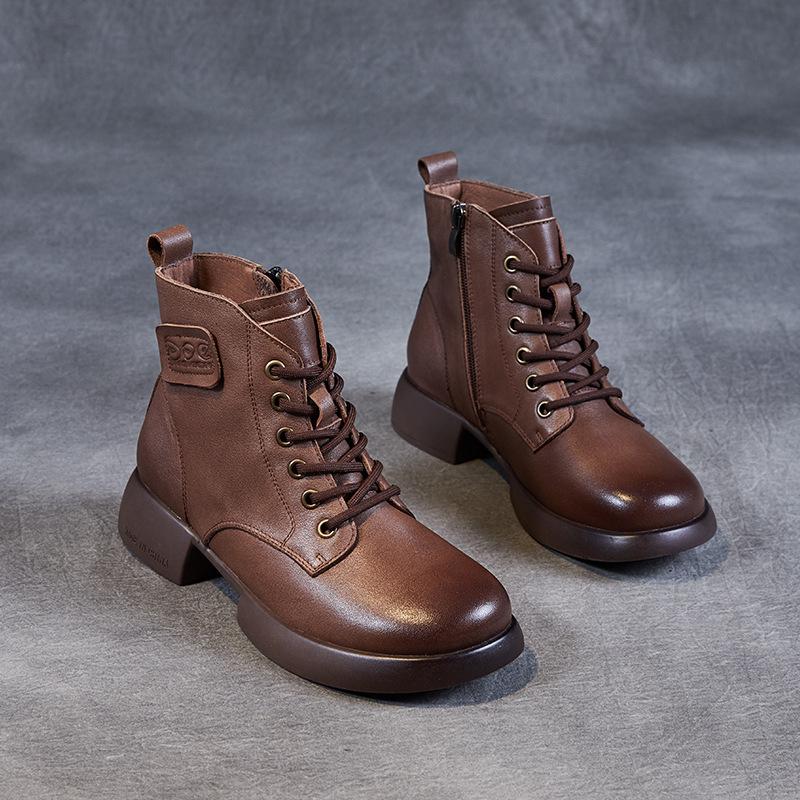 The first layer of cowhide short boots for women in the autumn and winter of 2025, the new retro leather British style Martin boots, and small leather
