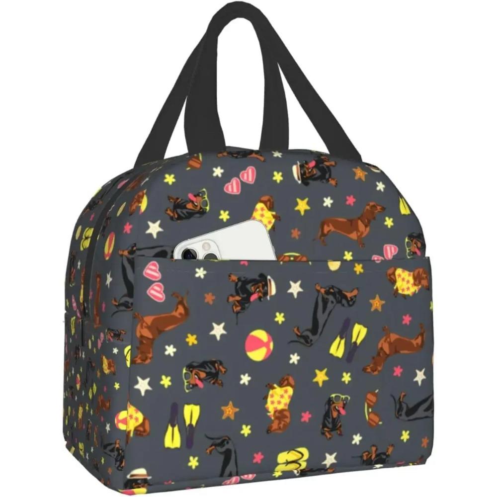 Xmas Cute Dachshund Dog Lover Animal Lunch Bag Small for Men Women Kids Outdoor Picnic Work School Lunch Box Bag Insulated Gift