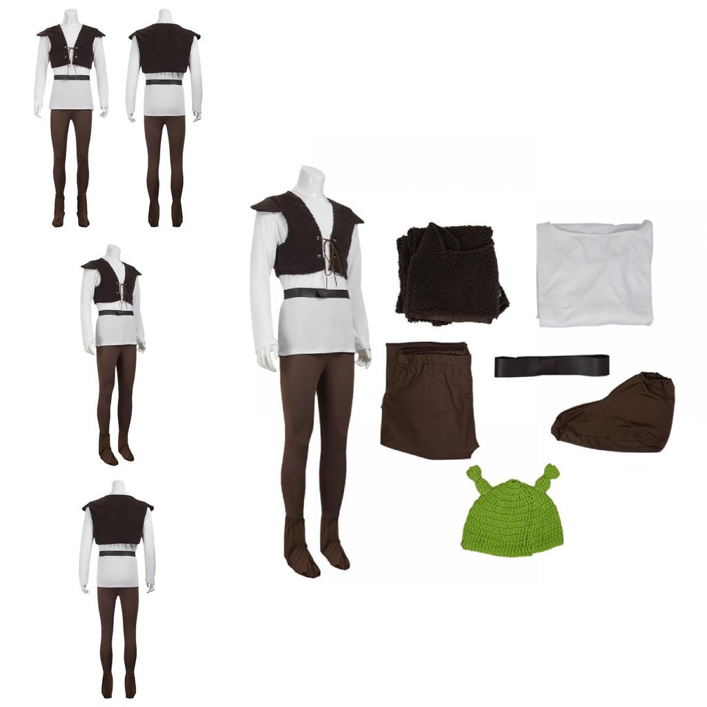 Shrek Cosplay Attire In Polyester Fabric For Halloween Costume Party Use