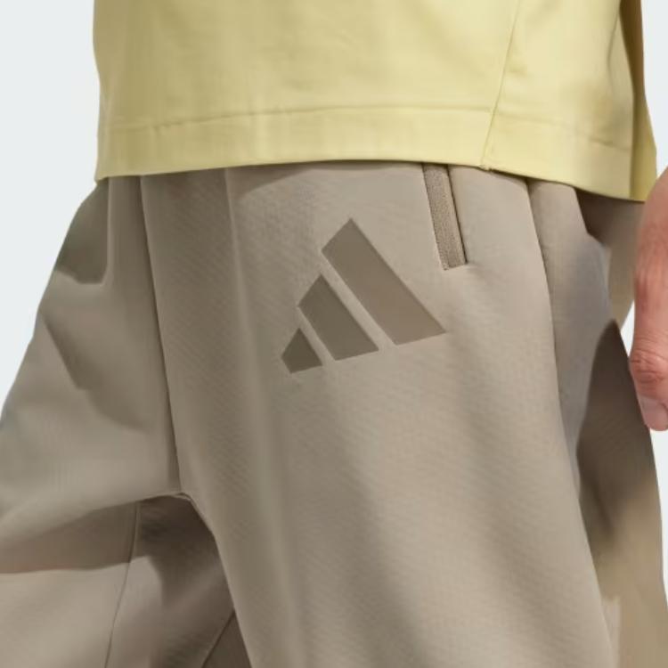 adidas Primeknit Solid Color Logo Sports Skin-Friendly Loose Fit Straight Leg Casual Pants Men Bottoms Putty-Beige JC6716