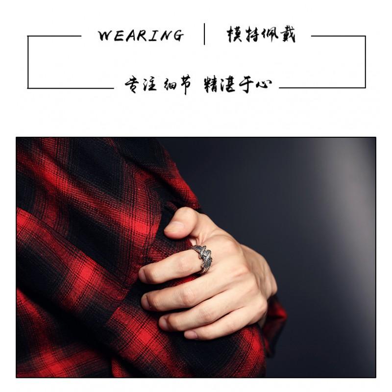 Adjustable Open Finger Ring Men Women Vintage Rustic Braided Rope Design Plated Geometric Animal Motif Band