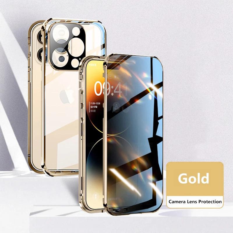 Anti-spionage Privacy Gehard Glas met Lensbescherming Magnetische Adsorptie Hoesje Voor iPhone 16 15 14 Plus 13 12 11 Pro Max