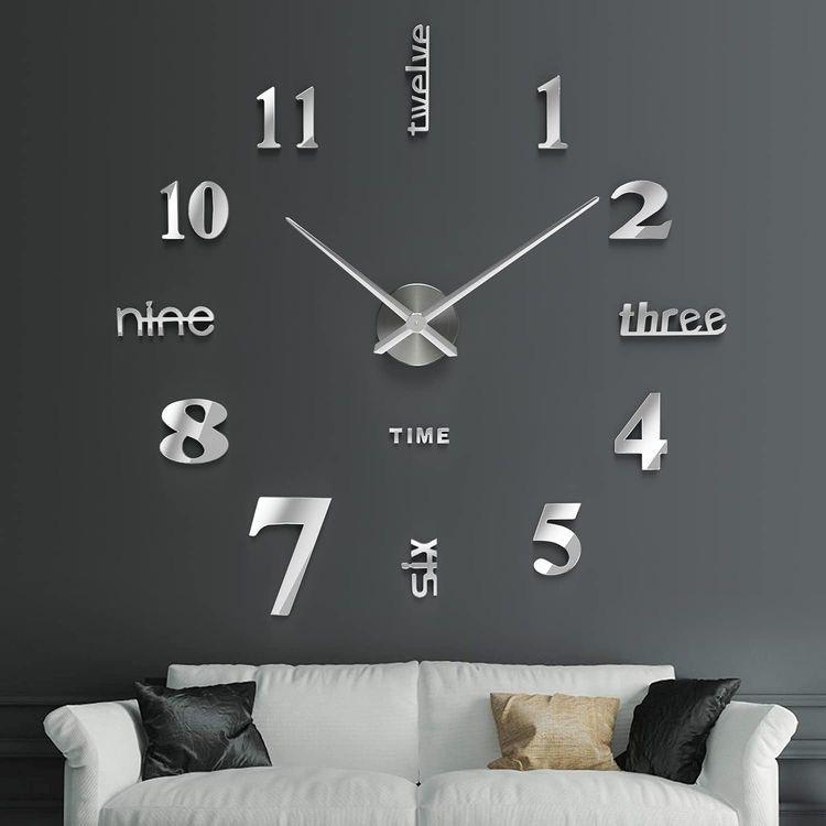 3D Large Wall Clock DIY Mirror Wall Stickers For Home Living Room Decor Frameless Quartz Clocks Self Adhesive Hanging Watches