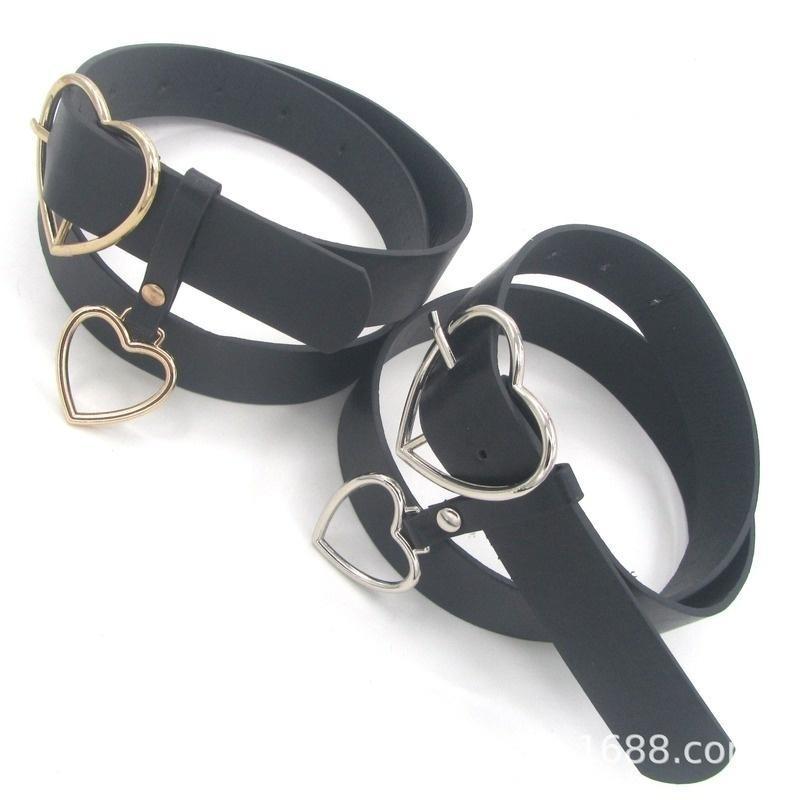 New Heart Buckle Leather Belt Adjustable Punk Fashion Waist Belts
