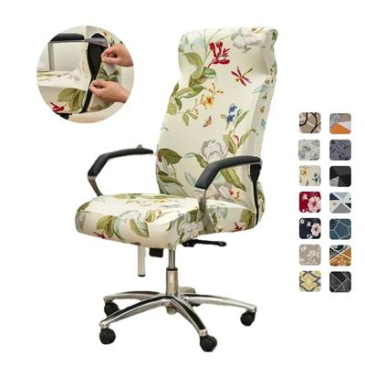 Estampas Florais Capa Elástica para Cadeira de Escritório Geometria Elástica Capas para Cadeiras de Computador Capas para Assento Giratório de Jogos Protetor contra Poeira