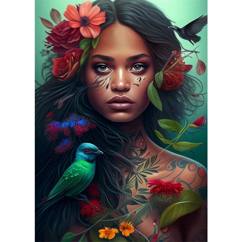 

Афро-девушка с цветами настенные картины африканские красавицы цветы мода холст картины принты постеры для декора гостиной 21cm×30cm NoFrame