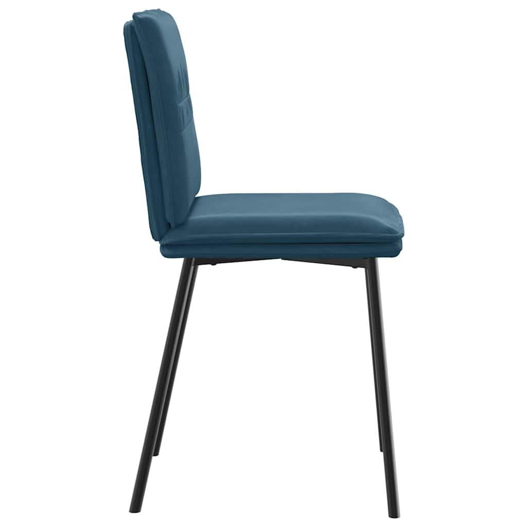 Dining Chairs, 4 Pcs, Blue, Upholstered In Velvet