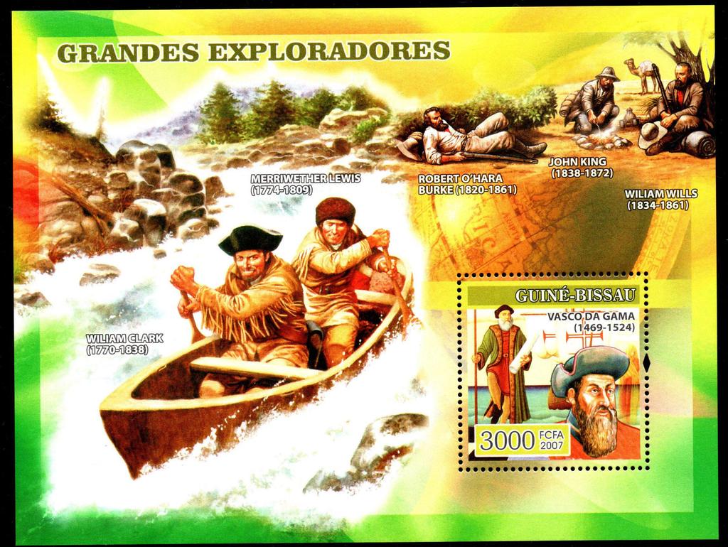 Guinea-bissau Post Stamps Postage Year 2007 Great Explorer Navigation 1 New Collectible Postage Stamps Material For Scrapbooking