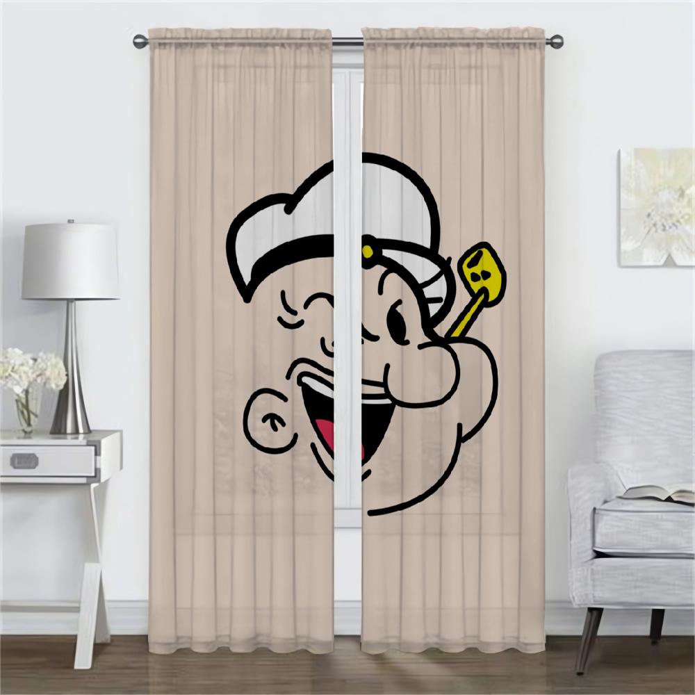 Popeye the Sailor Kitchen Curtains for Living Room Blackout Curtain for Room 2 Panel Halloween Decoration Shades Partition Child