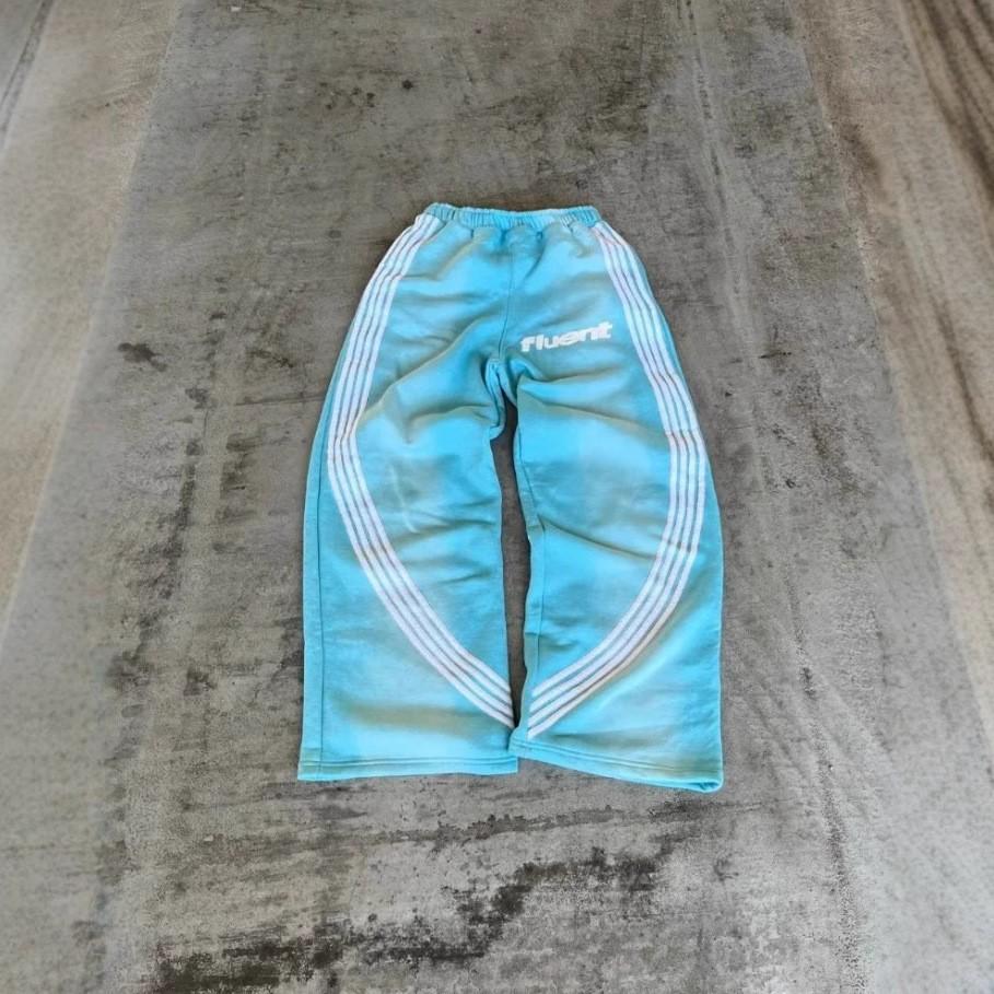 

RogueWave Широкие полосатые брюки Y2K Мужские Женские Повседневная уличная одежда Повседневные спортивные брюки Готика Панк Хип-хоп Уличные Свободные Брюки с эластичной талией S небесно-голубой