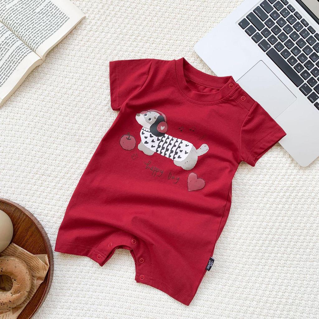 Baby- und Kleinkind Cartoon-Print Kurzarm-Strampler und T-Shirt Set mit Modischen Baby-Shorts - Sommer-Trend