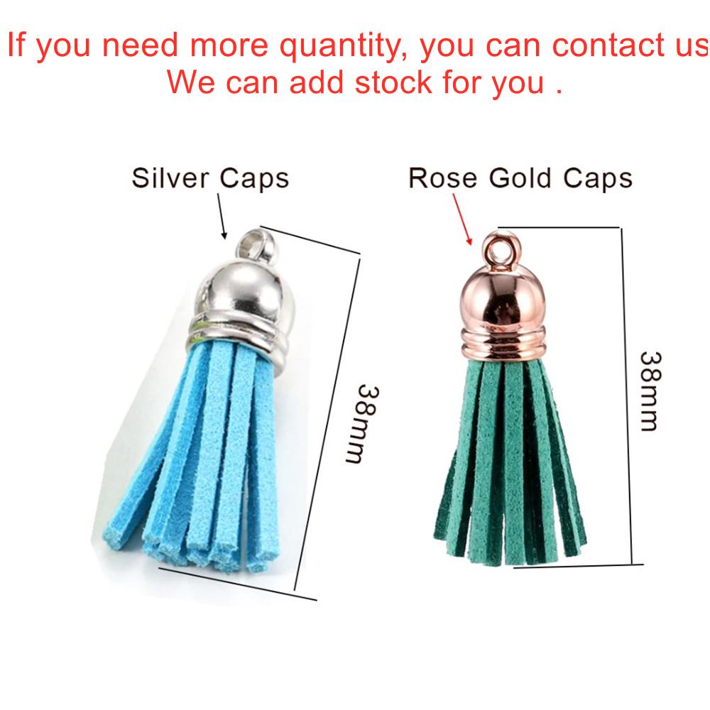 10/20Pcs 38mm Leather Tassel Fringe Keychain Strap Jewelry Fiber Fringe Suede Tassel Key Chains for DIY Jewelry Accessories