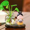 Creative Cute Tang Girl Hydroponics Flower Vase Water Planting Glass with Resin Stand Planter
