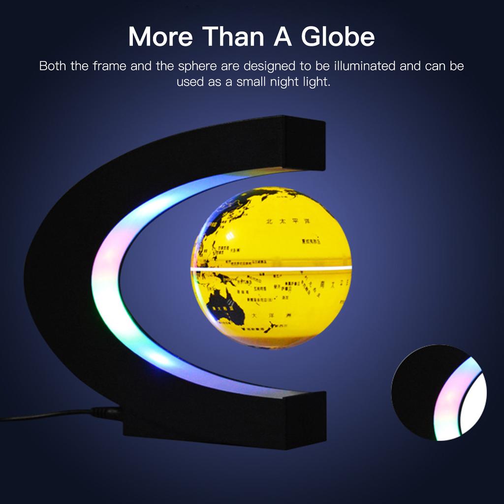 Schwebender Globus mit LED-Licht, 3 Zoll magnetische Levitation, rotierende Weltkarte mit mehrfarbigem Licht