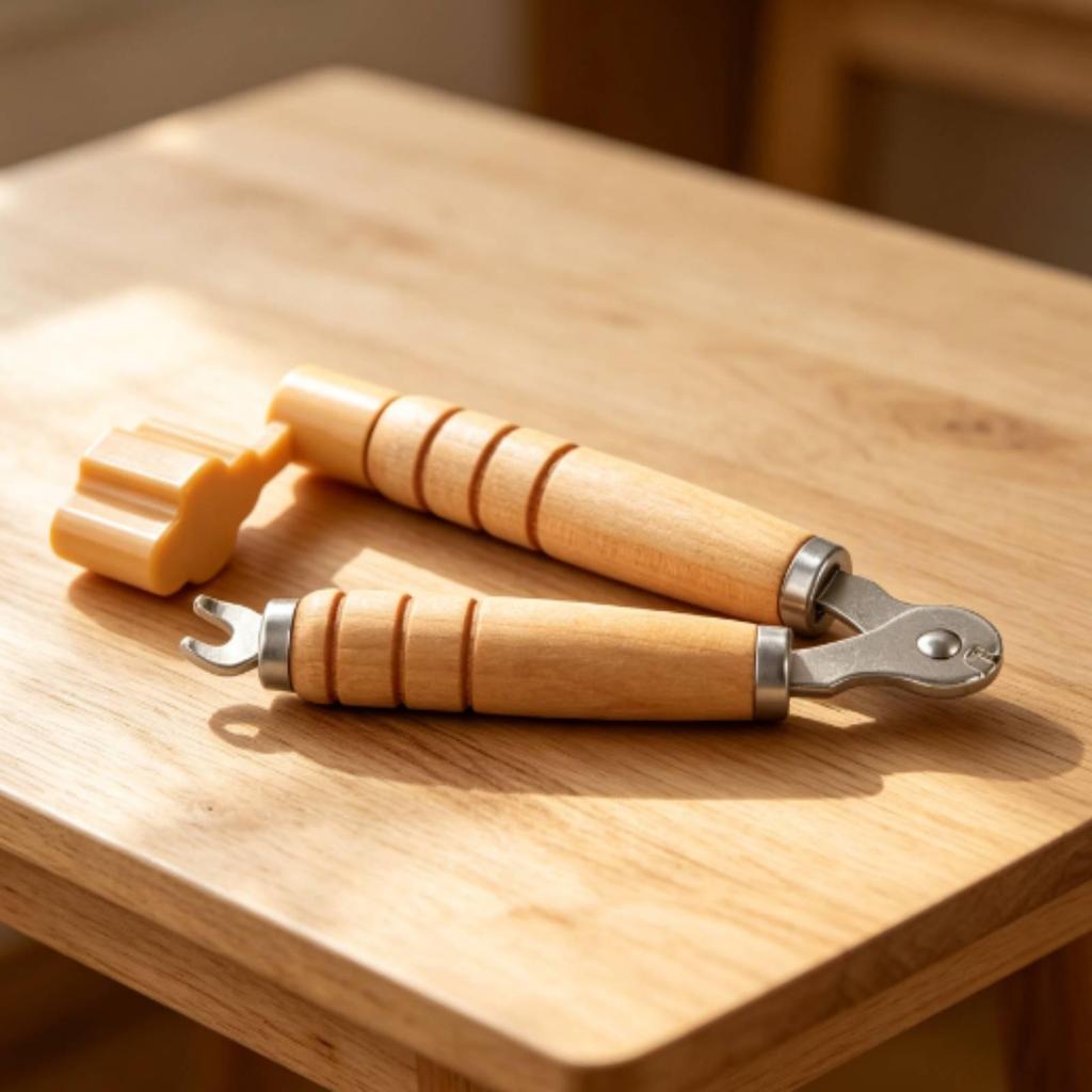 Guitar String Changing Tool Wood Handle Winder Cutter Grooved Grip Bridge Pin Puller