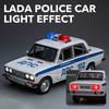 1:24 Russia Lada 2106 Police Cars 2107 Alloy Diecast Model Toys 6 Doors Opened With Sound Light Pull Back Vehices For Kids Gifts