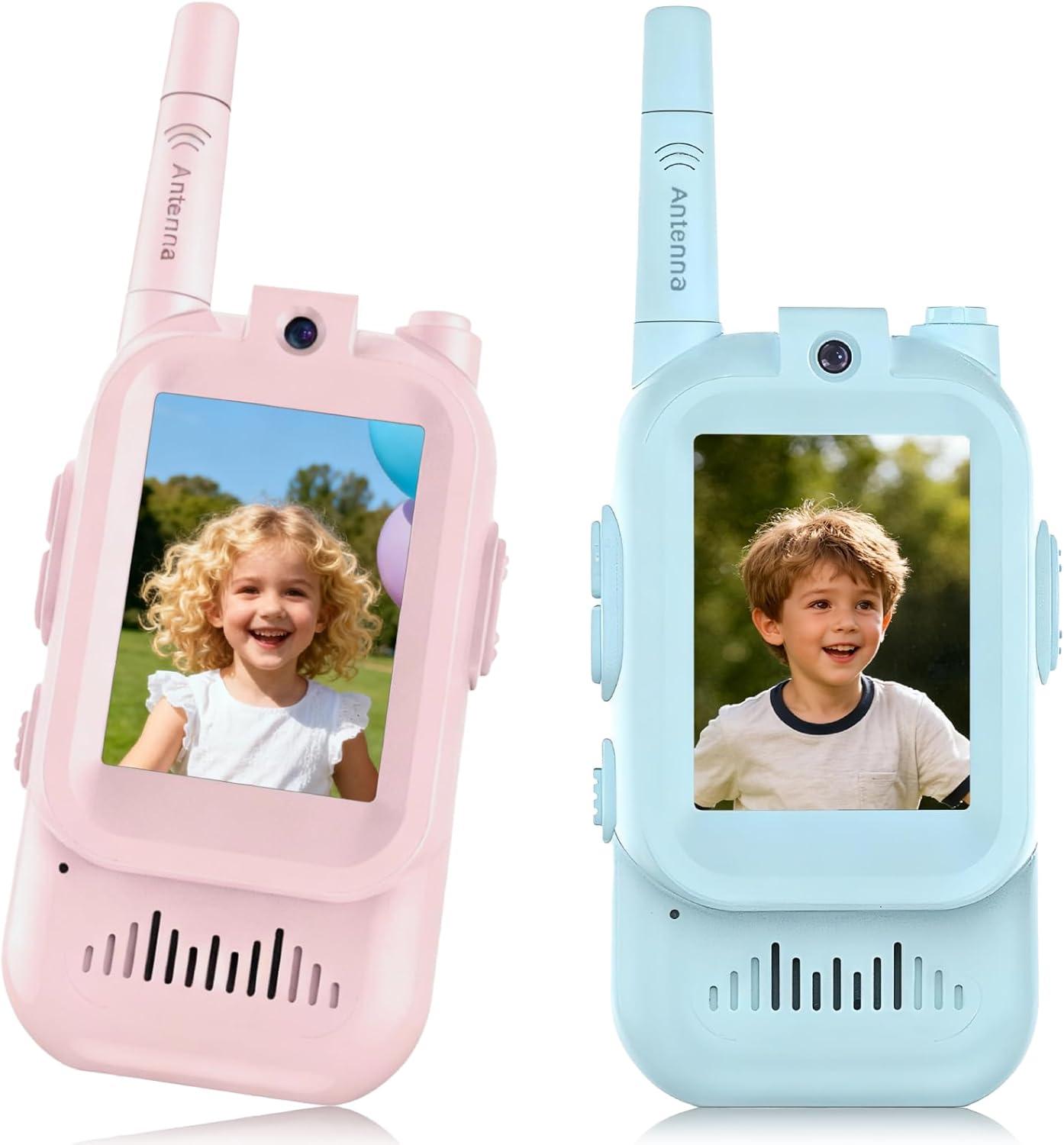 2 PIÈCES AIRITON JK200 Talkie-walkie pour enfants avec vidéo Lot de 2 Rechargeable Son Clair Changeur de voix Longue portée Cadeau pour Garçon