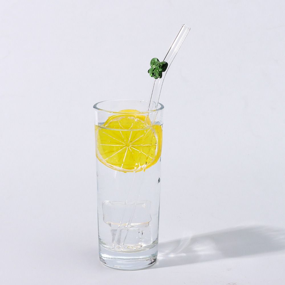 Juice Milk Drinking Butterfly Glass Straws Transparent Reusable Drinking Straw Washable Juice Drink Blender Stick