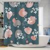Creative Printed Shower Curtains with Waterproof Fabric for Bathroom Decoration Pink Floral Design Dark Blue Color Set 180x180cm