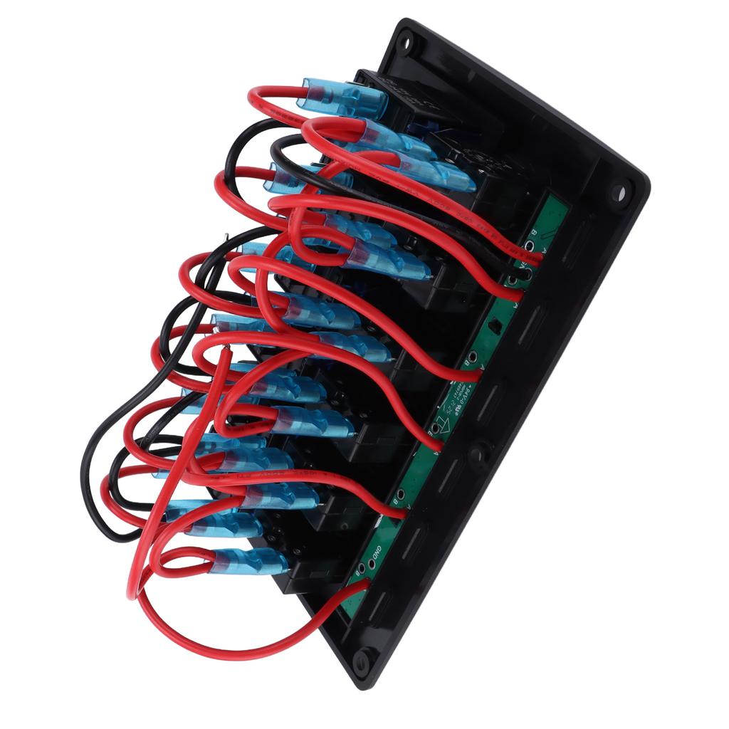 6‑Gang Rocker Switch Panel 12V 24V Blue Light IP65 Waterproof for Boats Ships Cockpits SUV Trucks