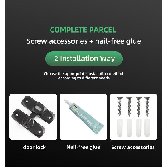 KAK Punch-free Hasp Latch Door Lock Black Cabinet Locks Kids Safety Lock Barn Door Sliding Door Anti-pried Hook Lock Hardware Thread Lock3