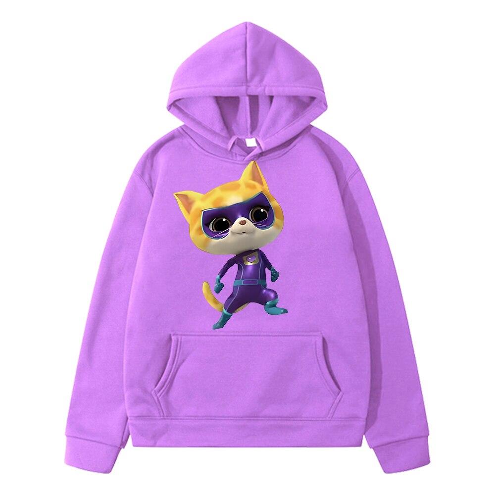 Super Kitties Fleece Sweatshirt Anime Hoodie Kids Clothes Girls Y2k Sudadera Boys Pullover Autumn Casual Jacket Children Clothing