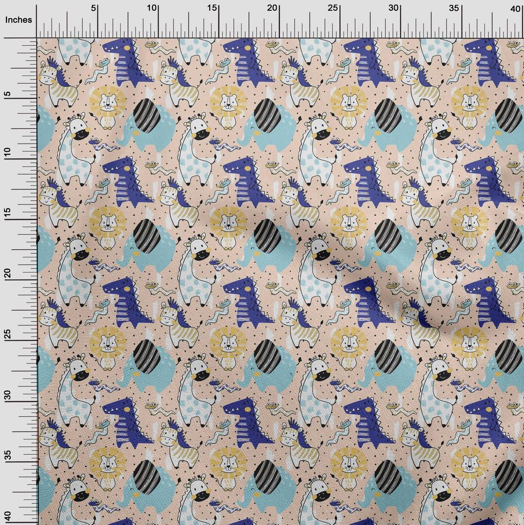 oneOone Cotton Flex Amethyst Fabric Kids Cutie Animal Sewing Material Print Fabric by The Yard 40 Inch
