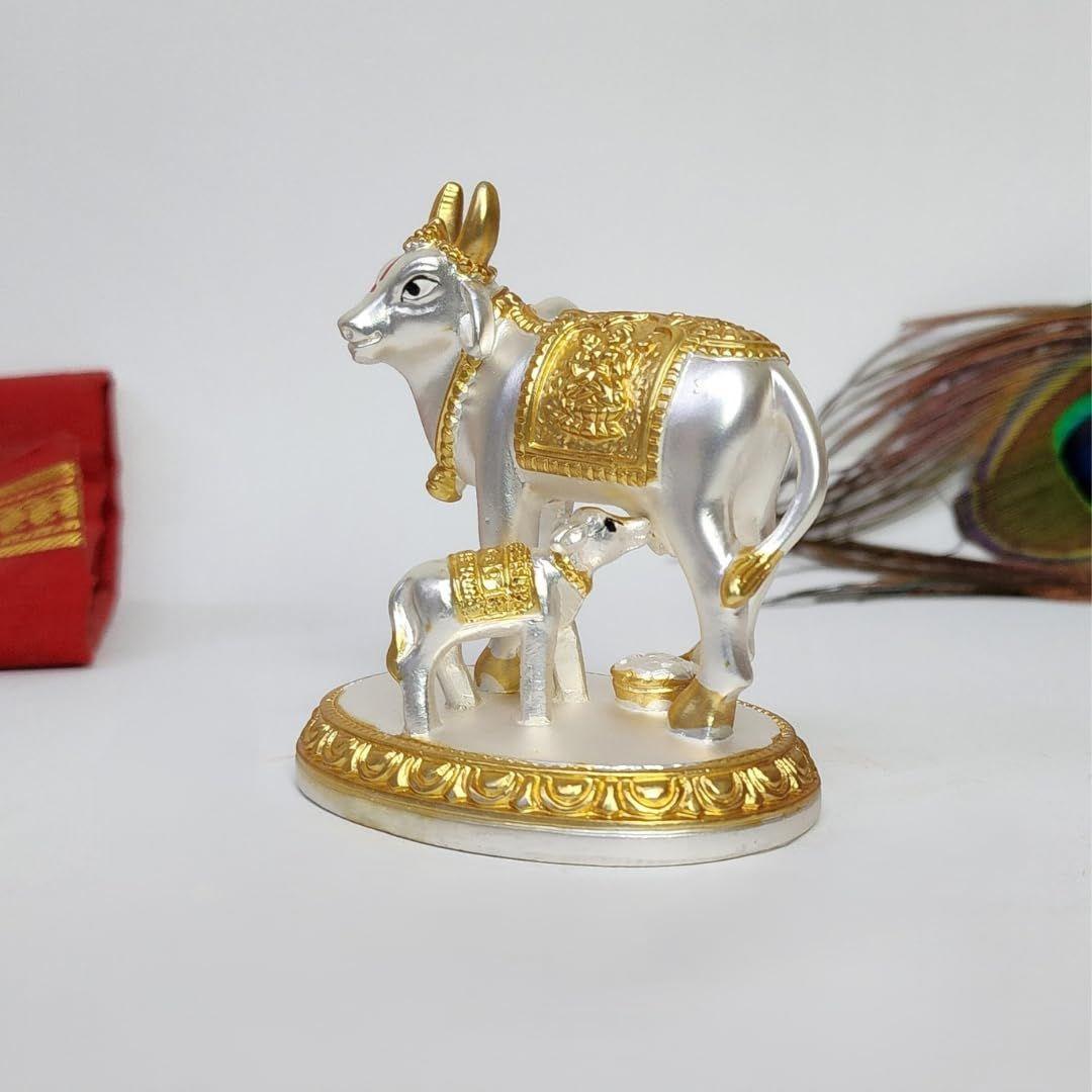 

Идол коровы Камдхену с теленком с золотым и серебряным покрытием и матовой отделкой | Домашний декор Гай Бачда Корова | Теленок для Васту | Положительная энергия | Богатство