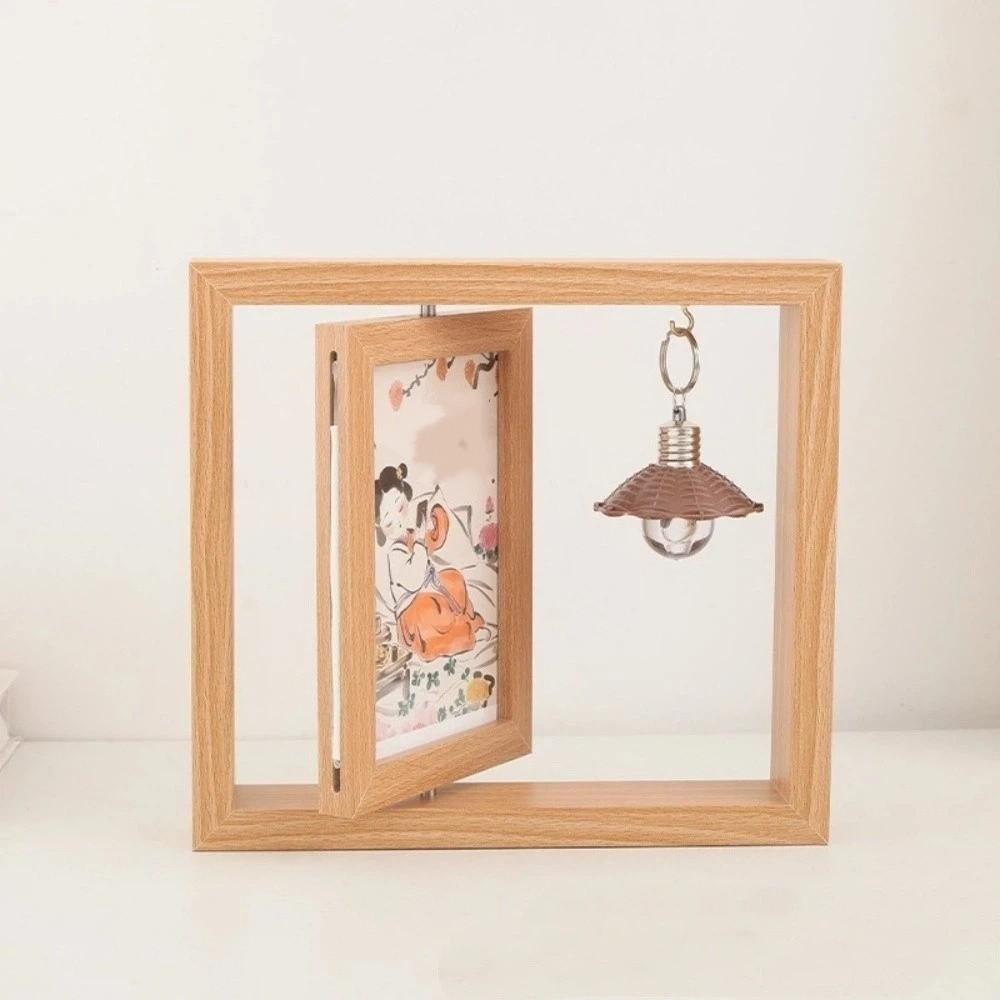 Square Wooden Picture Frame Double-Sided Decorative Frame Novel Flip Photo Frame  Bedroom