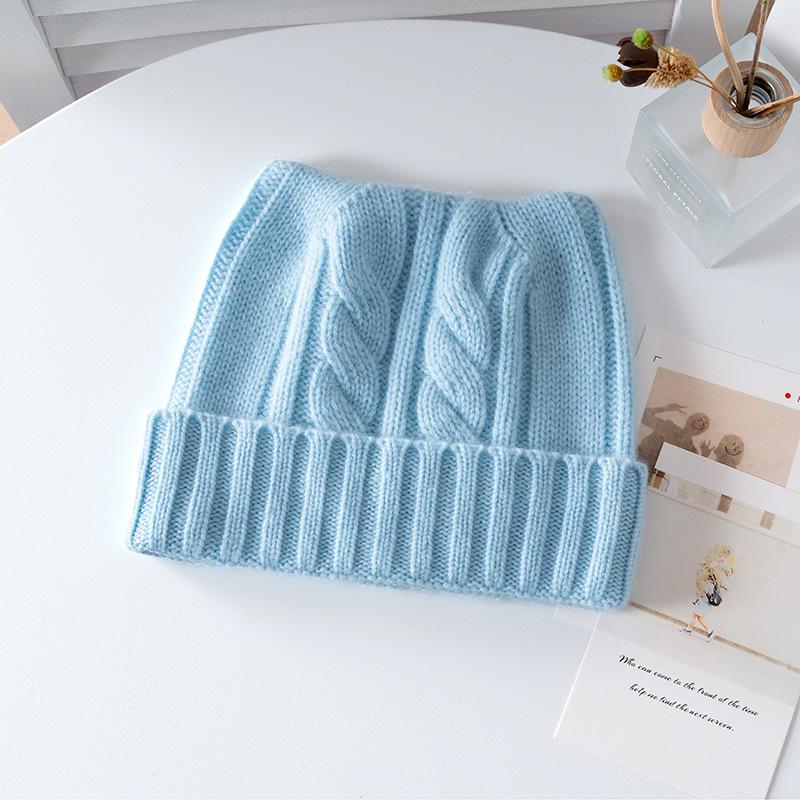 Baby cashmere children's hats autumn and winter thickened cold-proof and warm knitted hats Baotou wool hats