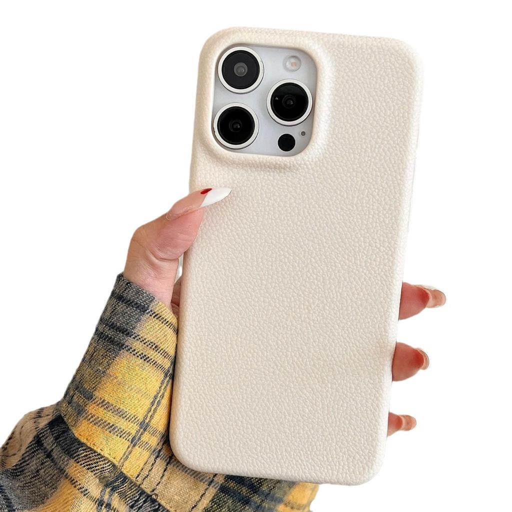 Solid Color Leather Texture Phone Case for iPhone 14/15/16 Pro Max
