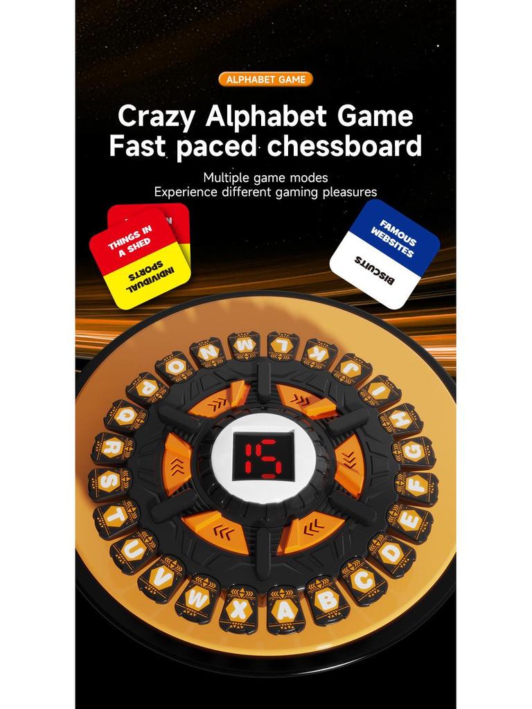 Wild Word Spin: 24-Key Fast-Paced Family Board Game & Puzzle for Kids