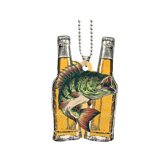 Kreativ Fisk Bil Hengende Anheng 2D Flat Akryl Bakspeil Ornament Festlig