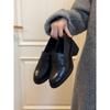 Sheepskin Version~ Leather Thick Heel Black Retro Commuting One-pedal Loafers Women's 2025 New Small Leather Shoes Single Shoes