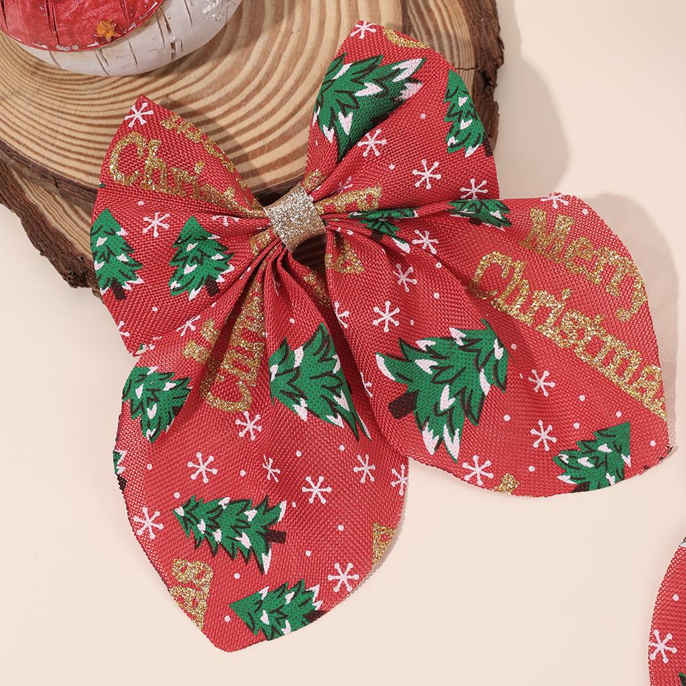 2Pcs “Merry Christmas” Bow Hair Clips Cute Christmas Tree Print Hairpins For Girls Children New Year Headwear Hair Accessories