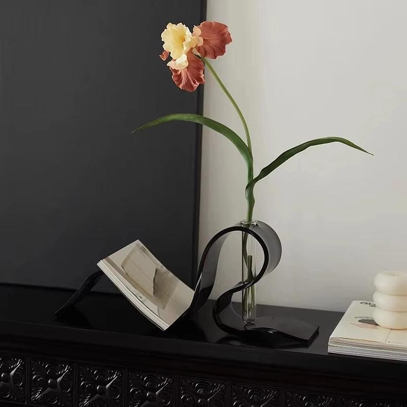 Modern 3D Printed Abstract Curved Vase And Bookend Set Sleek Aesthetic For Home Office Living Room Desktop Decoration