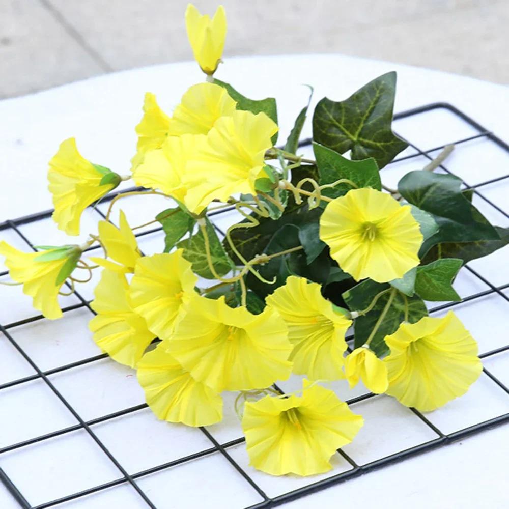Fake Simulation Morning Glory Wedding Home Decor Rose Red Purple Yellow Branch Artificial Flowers For Wedding Garden Decoration