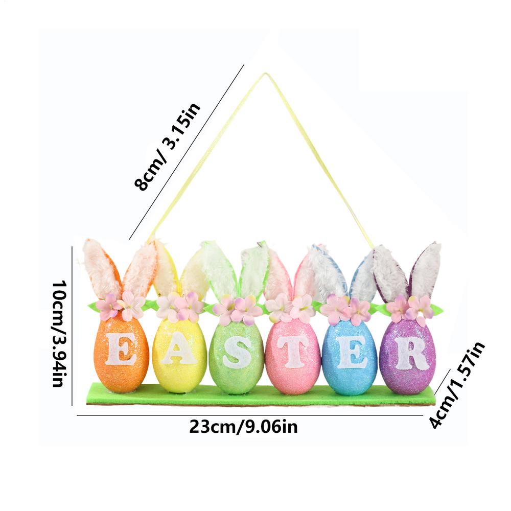 6pcs Easter Bunny Ears Egg Ornaments Easter Egg Rows Decorations Easter Desktop Supplies For Home Bedroom Kitchen Office