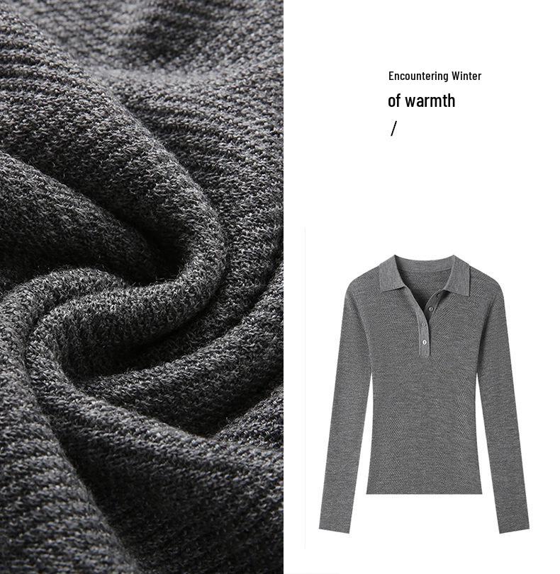 Women's Seamless Fishbone Pattern Sweater - 100% Pure Wool, Autumn/Winter Knit Base Layer