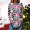 Women's Loose Round Neck Christmas Printed Long Sleeve T-Shirt Tops Pullover